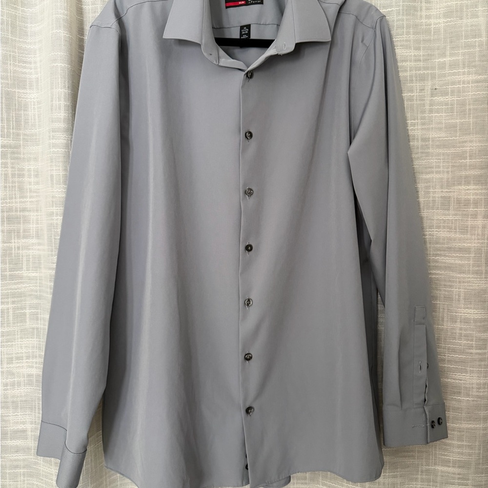 JF J.Ferrar Charcoal Dress Shirt